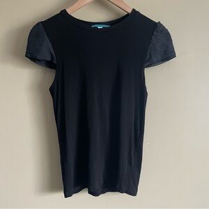 ALICE + OLIVIA pleated cap sleeve top